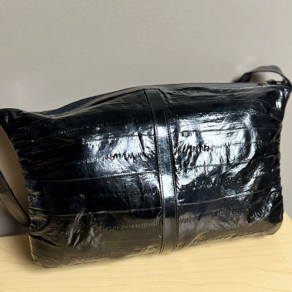 Vintage Genuine Eel Skin Puffer Shoulder Bag Clutch - Picture 3 of 16